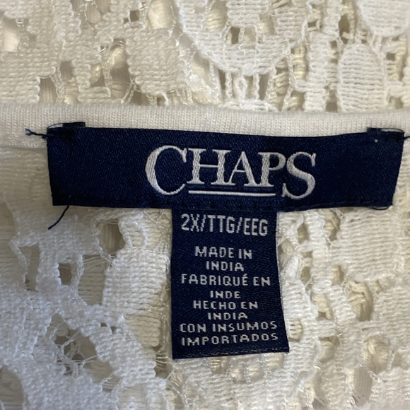 Chaps women’s white with crocet long sleeve tunic size 2X - Picture 8 of 8
